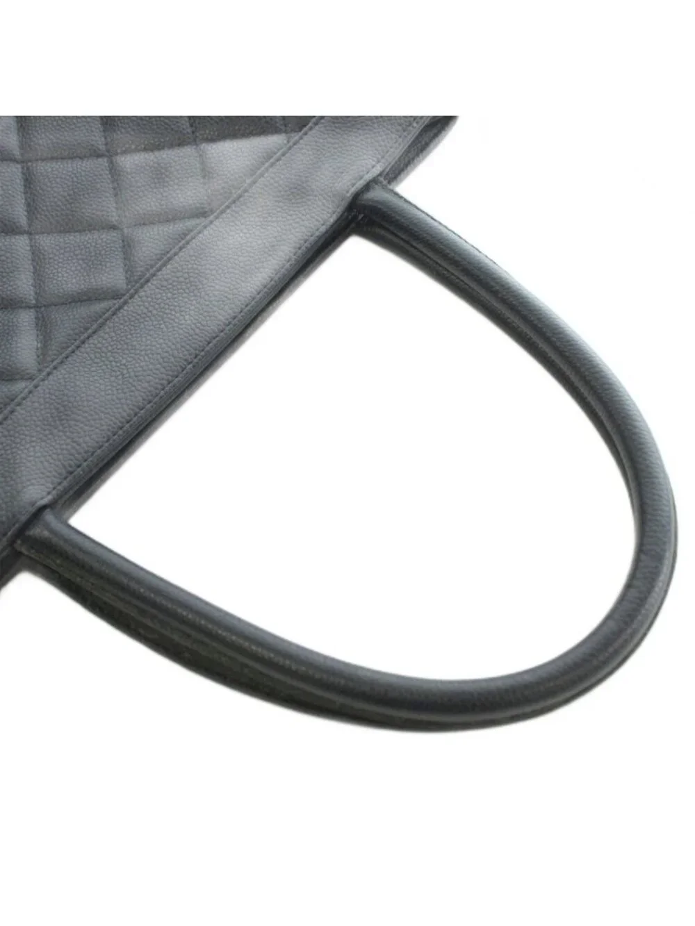 Chanel Quilted Caviar Leather Tote Bag Hand CC Logo Black